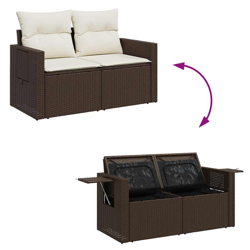 Set Divani da Giardino 8 pz con Cuscini Marrone in Polyrattan 3326444