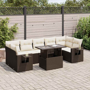 Set Divani da Giardino 8 pz con Cuscini Marrone in Polyrattan 3326444