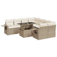 Set Divano da Giardino 9 pz con Cuscini Beige in Polyrattan 3326449