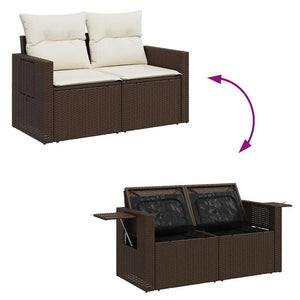 Set Divani da Giardino 9pz con Cuscini Marrone in Polyrattan 3326454