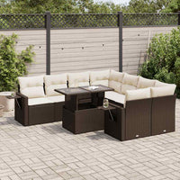 Set Divani da Giardino 9pz con Cuscini Marrone in Polyrattan 3326454