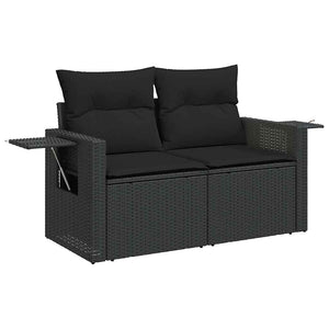 Set Divano da Giardino 6 pz con Cuscini Nero in Polyrattan 3326456