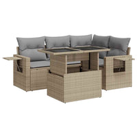 Set Divano da Giardino 5 pz con Cuscini Beige in Polyrattan 3326470