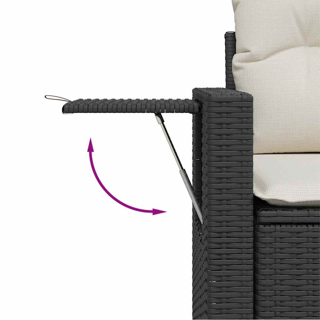 Set Divano da Giardino 6 pz con Cuscini Nero in Polyrattan 3326477