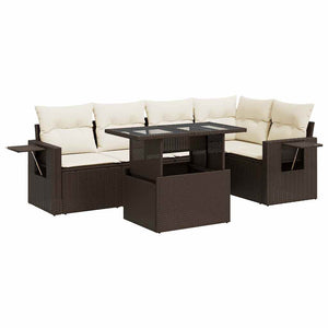 Set Divano da Giardino 6 pz con Cuscini Marrone in Polyrattan 3326484