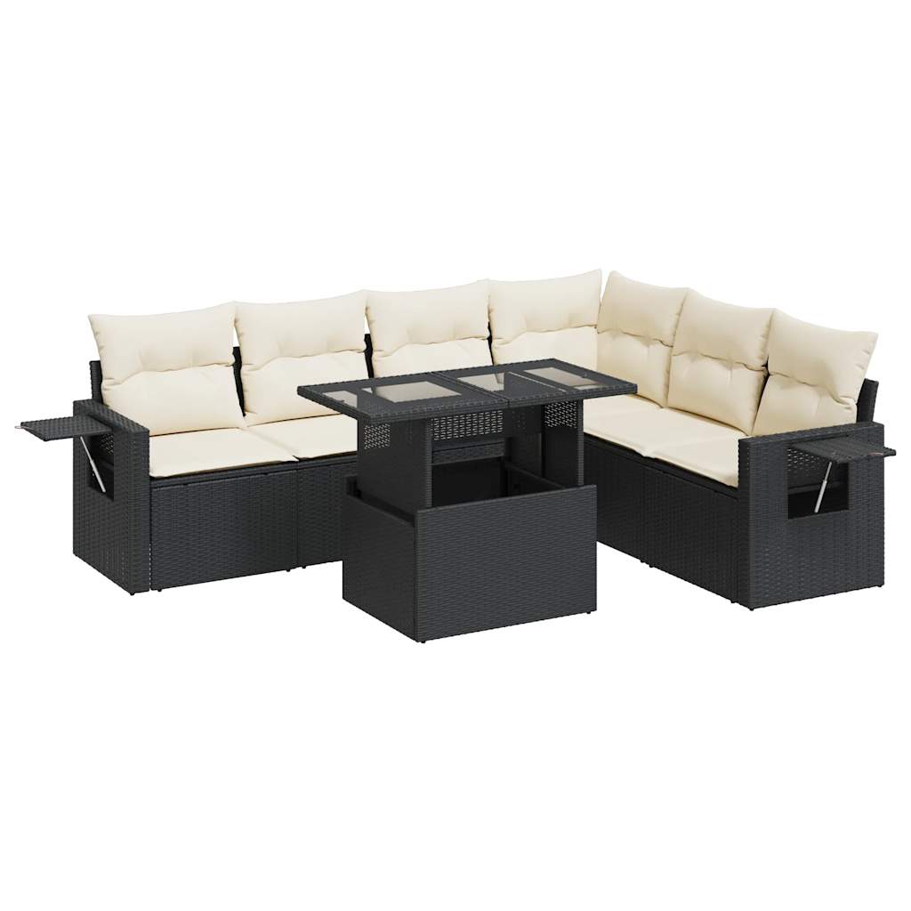 Set Divani da Giardino con Cuscini 7pz Nero Polyrattan 3326487