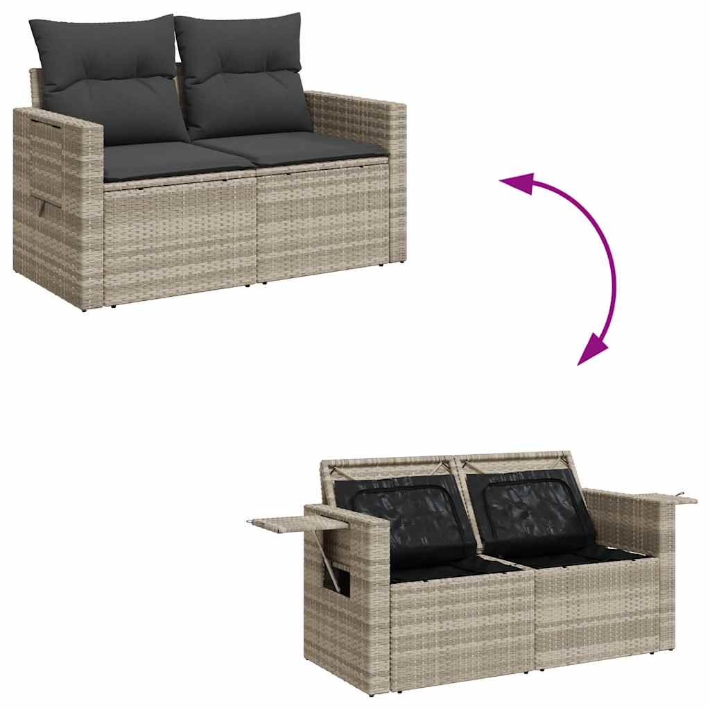 Set Divano da Giardino 9pz con Cuscini Grigio Chiaro Polyrattan 3326503