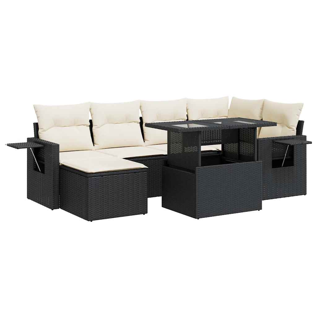 Set Divani da Giardino con Cuscini 7pz Nero Polyrattan 3326507