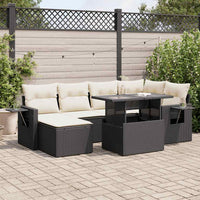 Set Divani da Giardino con Cuscini 7pz Nero Polyrattan 3326507