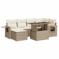 Set Divani da Giardino 7 pz con Cuscini Beige in Polyrattan 3326509