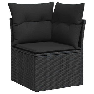 Set Divani da Giardino 9 pz con Cuscini Nero in Polyrattan 3326526