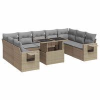 Set Divano da Giardino 10 pz con Cuscini Beige in Polyrattan 3326540