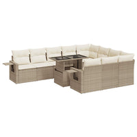 Set Divani da Giardino 11 pz con Cuscini Beige in Polyrattan 3326549