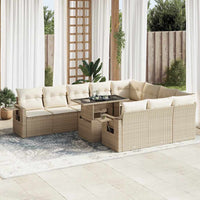 Set Divani da Giardino 11 pz con Cuscini Beige in Polyrattan 3326549