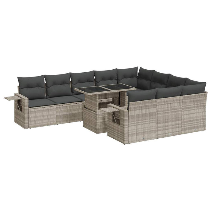 Set Divani da Giardino 11 pz con Cuscini in Polyrattan Grigio 3326553