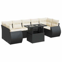 Set Divani da Giardino con Cuscini 8 pz Nero in Polyrattan 3326597