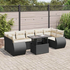 Set Divani da Giardino con Cuscini 8 pz Nero in Polyrattan 3326597