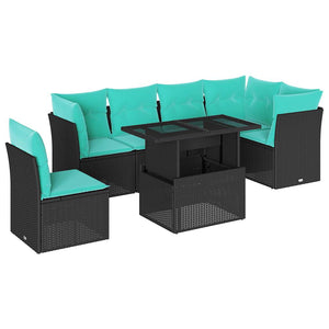 Set Divano da Giardino 6 pz con Cuscini Nero in Polyrattan 3326617