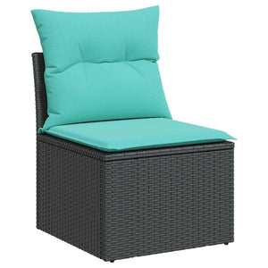 Set Divano da Giardino 6 pz con Cuscini Nero in Polyrattan 3326617