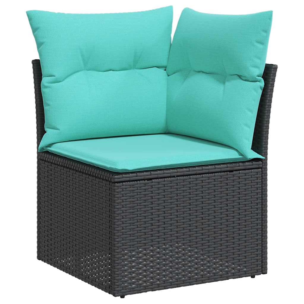 Set Divano da Giardino 6 pz con Cuscini Nero in Polyrattan 3326617