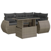 Set Divano da Giardino 5 pz con Cuscini Grigio in Polyrattan 3326631