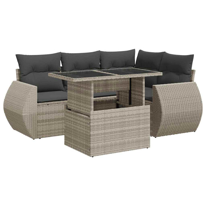 Set Divano da Giardino 6pz con Cuscini Grigio Chiaro Polyrattan 3326643