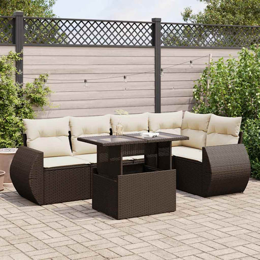 Set Divano da Giardino 6 pz con Cuscini Marrone in Polyrattan 3326644