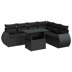 Set Divani da Giardino con Cuscini 7pz Nero Polyrattan 3326646