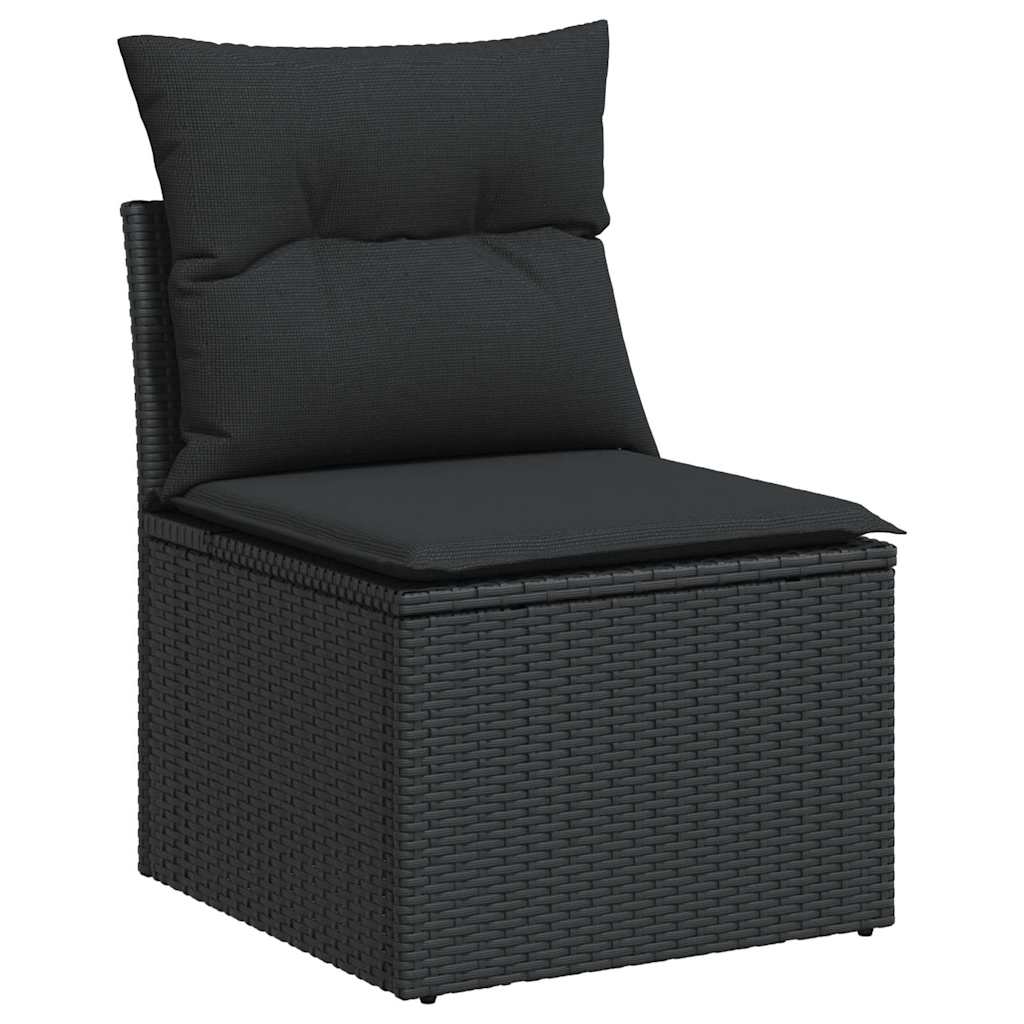 Set Divani da Giardino con Cuscini 7pz Nero Polyrattan 3326666