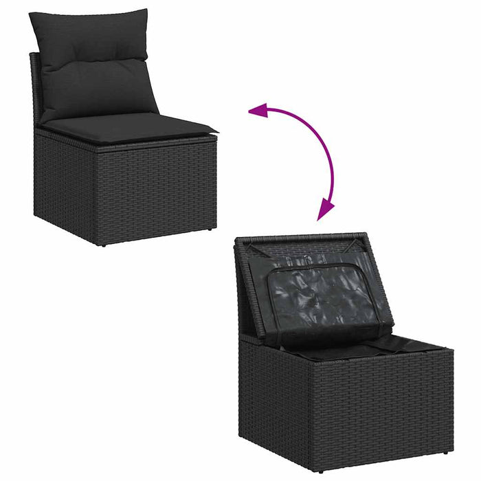 Set Divani da Giardino con Cuscini 7pz Nero Polyrattan 3326666