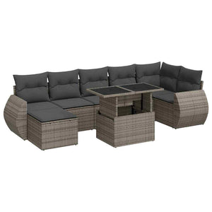 Set Divano da Giardino 8 pz con Cuscini Grigio in Polyrattan 3326681