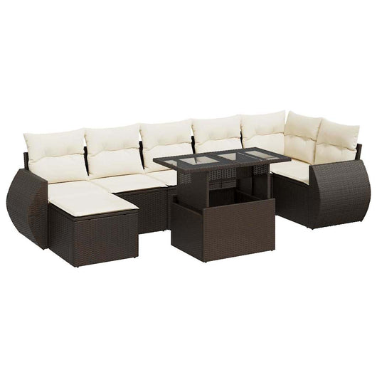 Set Divani da Giardino 8 pz con Cuscini Marrone in Polyrattan 3326684