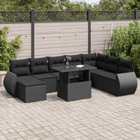 Set Divani da Giardino 9 pz con Cuscini Nero in Polyrattan 3326686