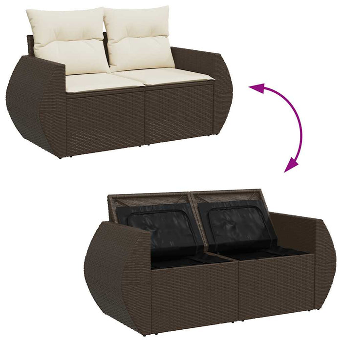 Set Divani da Giardino 10pz con Cuscini in Polyrattan Marrone 3326704