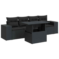 Set Divani da Giardino 5 pz con Cuscini in Polyrattan Nero 3326716