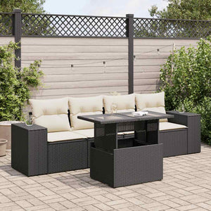 Set Divani da Giardino 5 pz con Cuscini in Polyrattan Nero 3326717