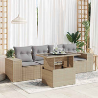 Set Divano da Giardino 5 pz con Cuscini Beige in Polyrattan 3326720