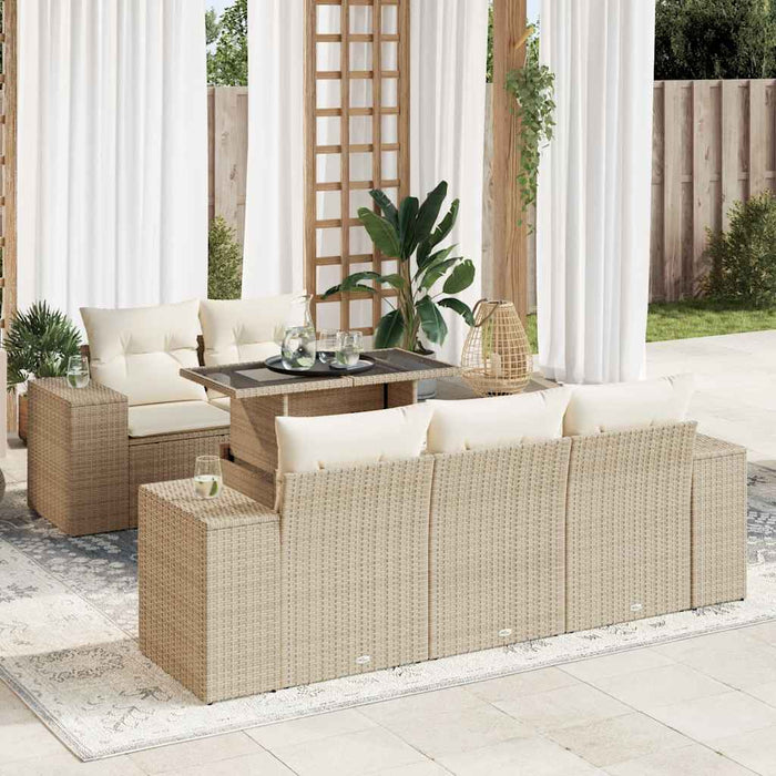 Set Divano da Giardino 6 pz con Cuscini Beige in Polyrattan 3326729