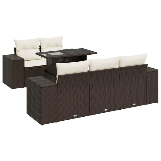 Set Divano da Giardino 6 pz con Cuscini Marrone in Polyrattan 3326734