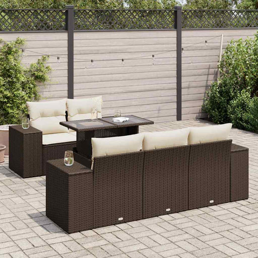 Set Divano da Giardino 6 pz con Cuscini Marrone in Polyrattan 3326734