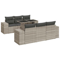 Set Divani da Giardino 7pz con Cuscini Grigio Chiaro Polyrattan 3326743