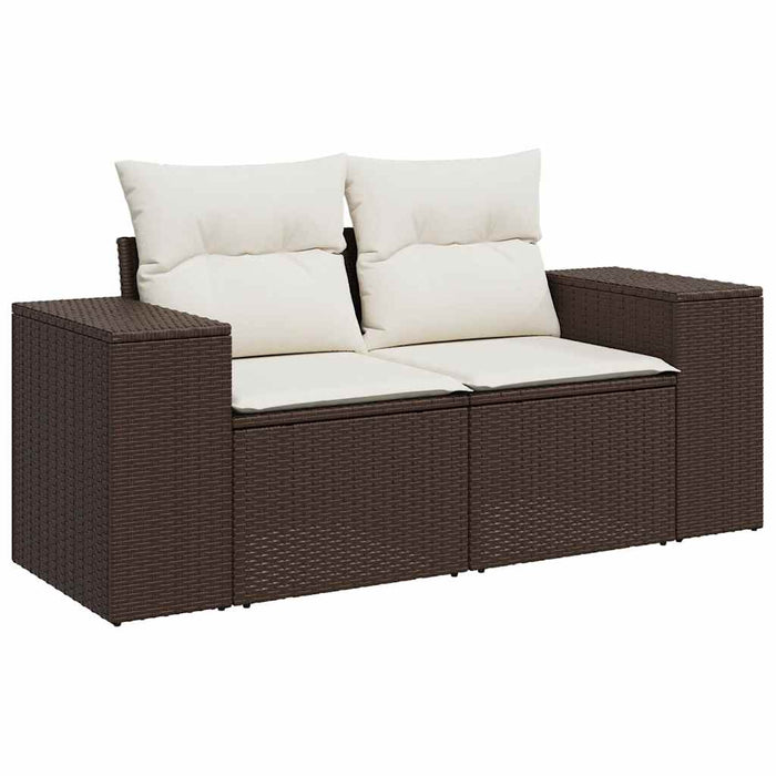 Set Divani da Giardino 7 pz con Cuscini Marrone in Polyrattan 3326744