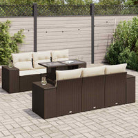 Set Divani da Giardino 7 pz con Cuscini Marrone in Polyrattan 3326744