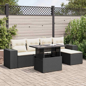 Set Divano da Giardino 6 pz con Cuscini Nero in Polyrattan 3326777