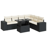 Set Divani da Giardino con Cuscini 7pz Nero Polyrattan 3326807