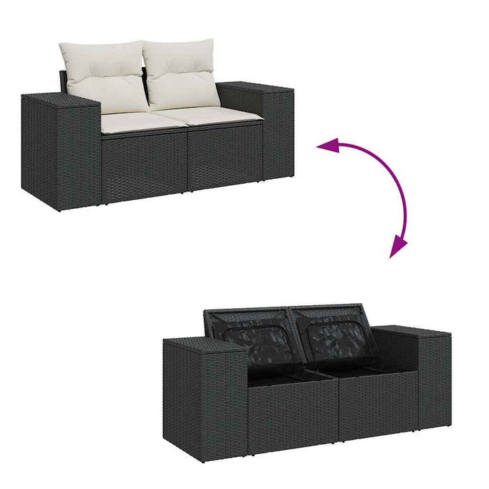 Set Divani da Giardino con Cuscini 7pz Nero Polyrattan 3326807