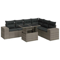 Set Divani da Giardino 7 pz con Cuscini Grigio in Polyrattan 3326811