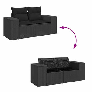 Set Divani da Giardino 9 pz con Cuscini Nero in Polyrattan 3326816