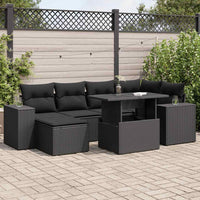 Set Divani da Giardino con Cuscini 7pz Nero Polyrattan 3326826