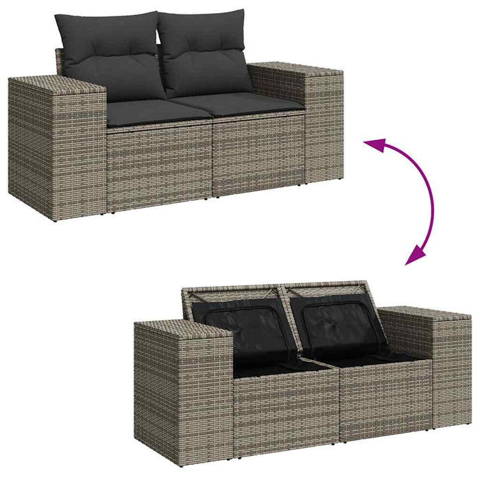 Set Divani da Giardino 7 pz con Cuscini Grigio in Polyrattan 3326831